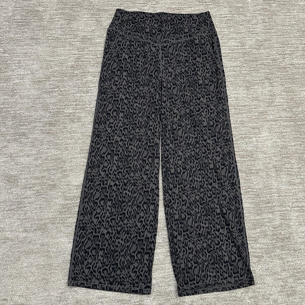 Halara Pants Womens XL Gray Leopard Wide Leg Sweatpants Pockets Lounge Yoga